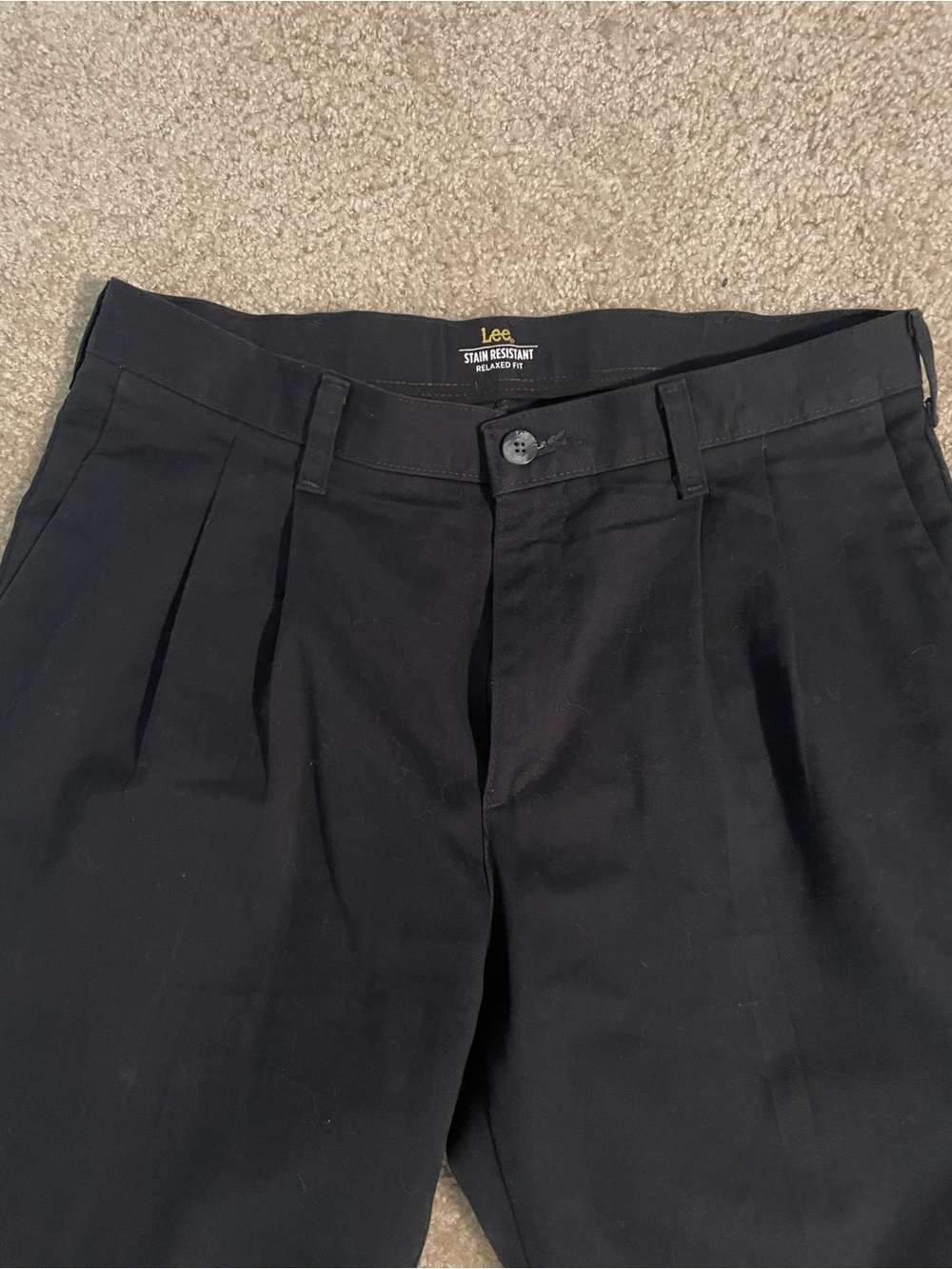 Lee Black Pleated Work Trousers